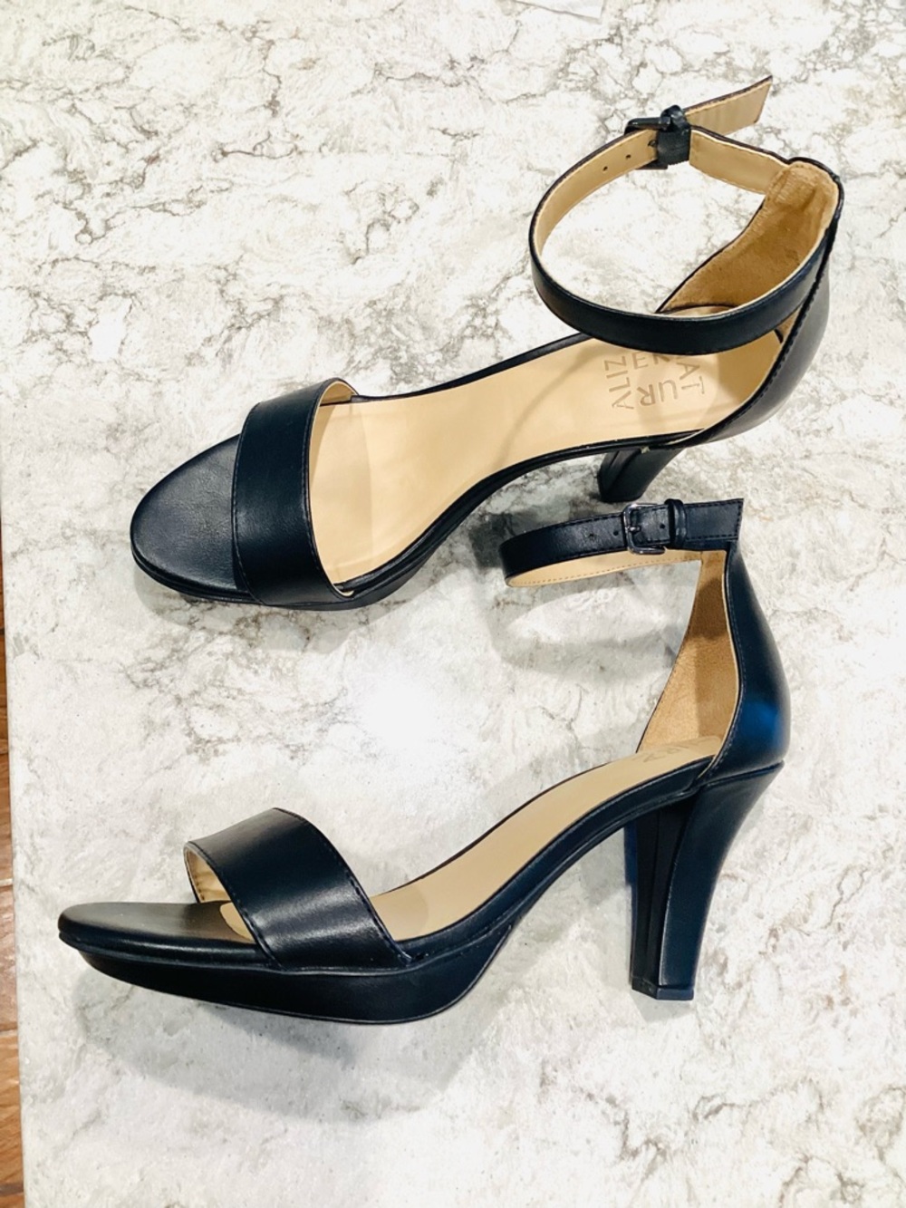 Naturalizer Black Ankle-Strap Heeled Sandals
